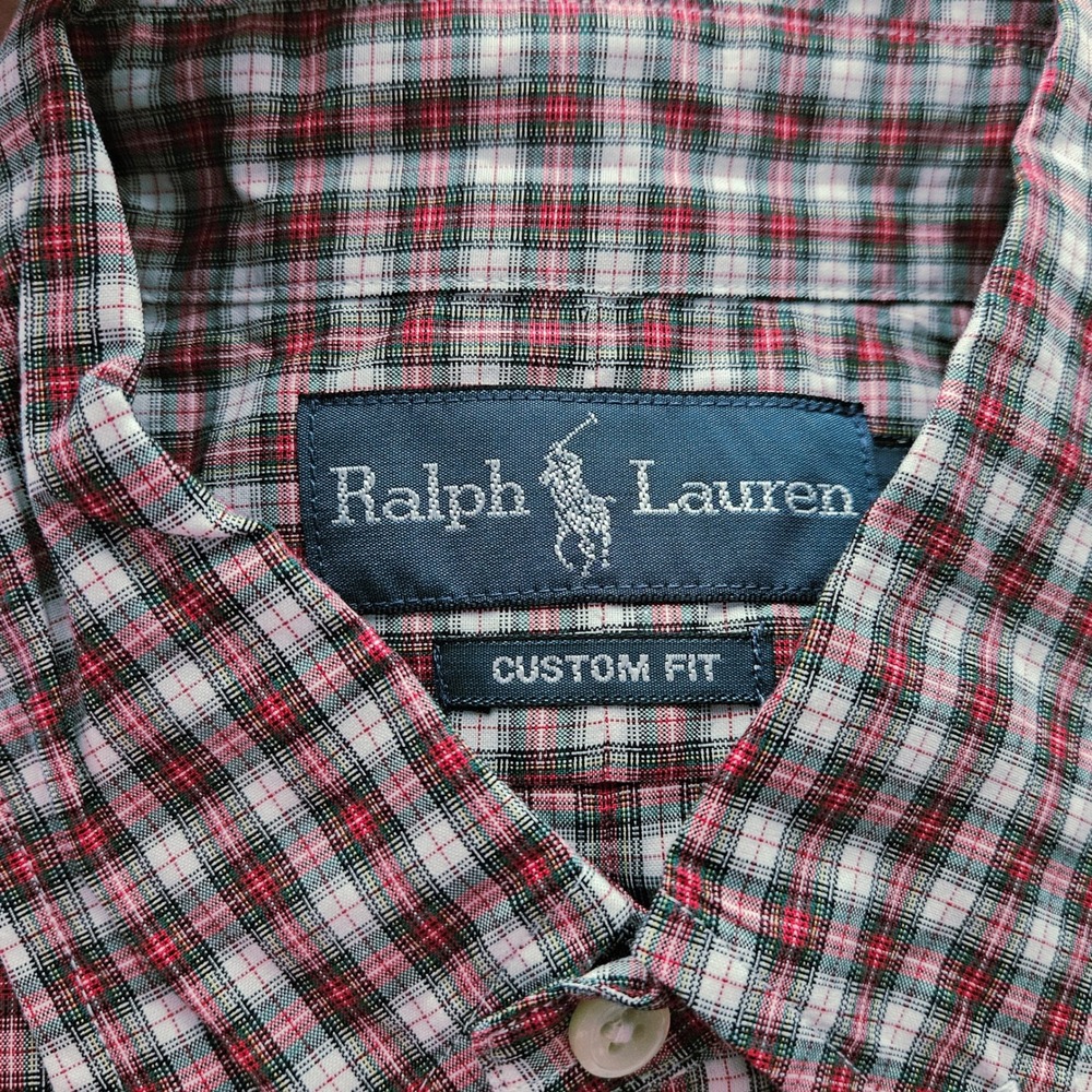 Ralph Lauren Mens Custom Fit Multicolor Plaid Short Sleeve Button Down Shirt S
